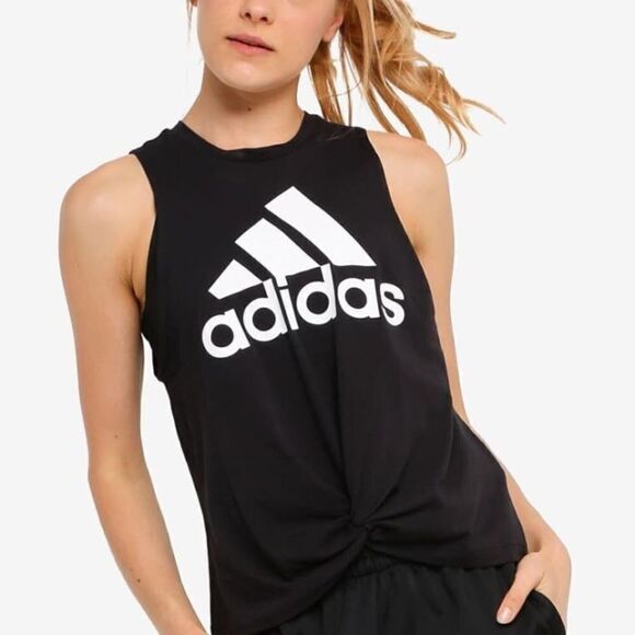 Adidas | black cropped tank top | size small - Picture 1 of 6